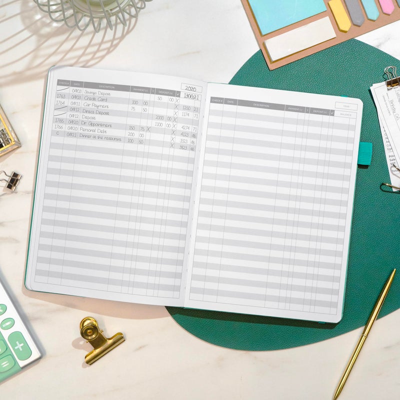 Clever Fox Check Register Book - Deluxe Transaction Register  Accounting Ledger Book  Checkbook Register & Checking Account Register Book for Personal and Work Use  Large Size  7x10  - Turquoise - Image 4